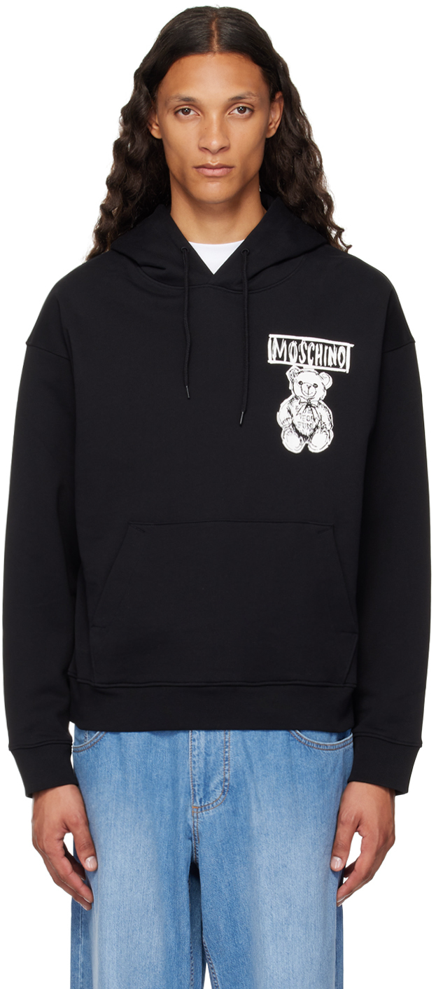 Shop Moschino Black Teddy Bear Hoodie In Multi Black