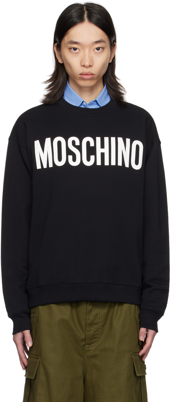 Shop Moschino Black Printed-logo Sweatshirt In Multi Black