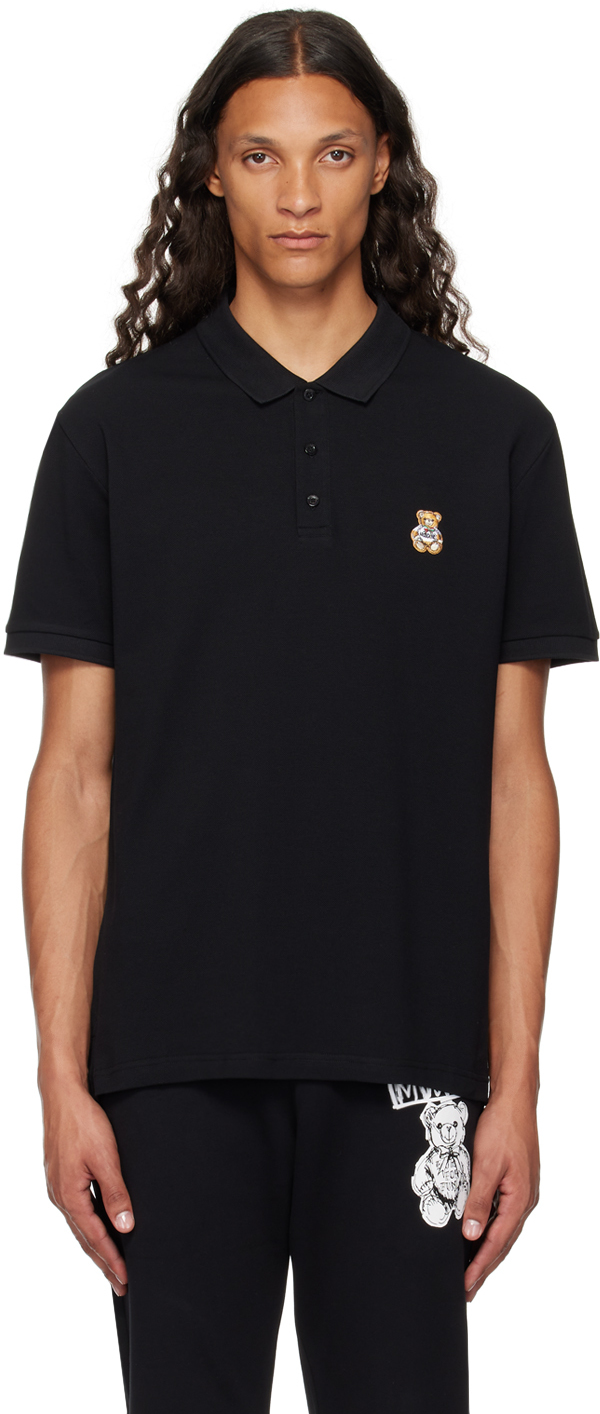 Shop Moschino Black Teddy Patch Polo