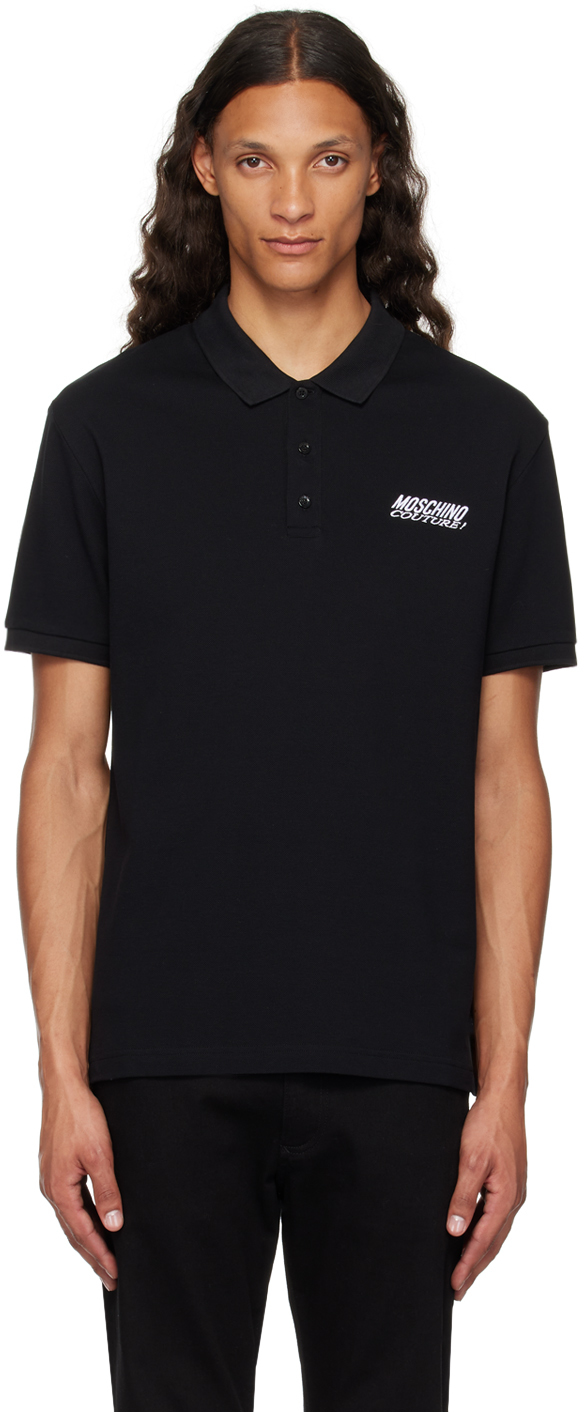 Shop Moschino Black ' Couture!' Polo In Multi Black