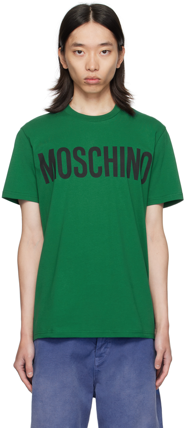 Shop Moschino Green Printed-logo T-shirt In Multi Green