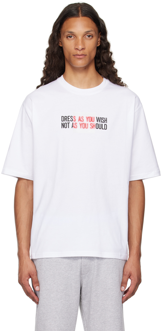 【関税込み】Moschino ホワイト Message プリントTシャツ Moschino プリント Tシャツ | ホワイト | FARFETCH JP