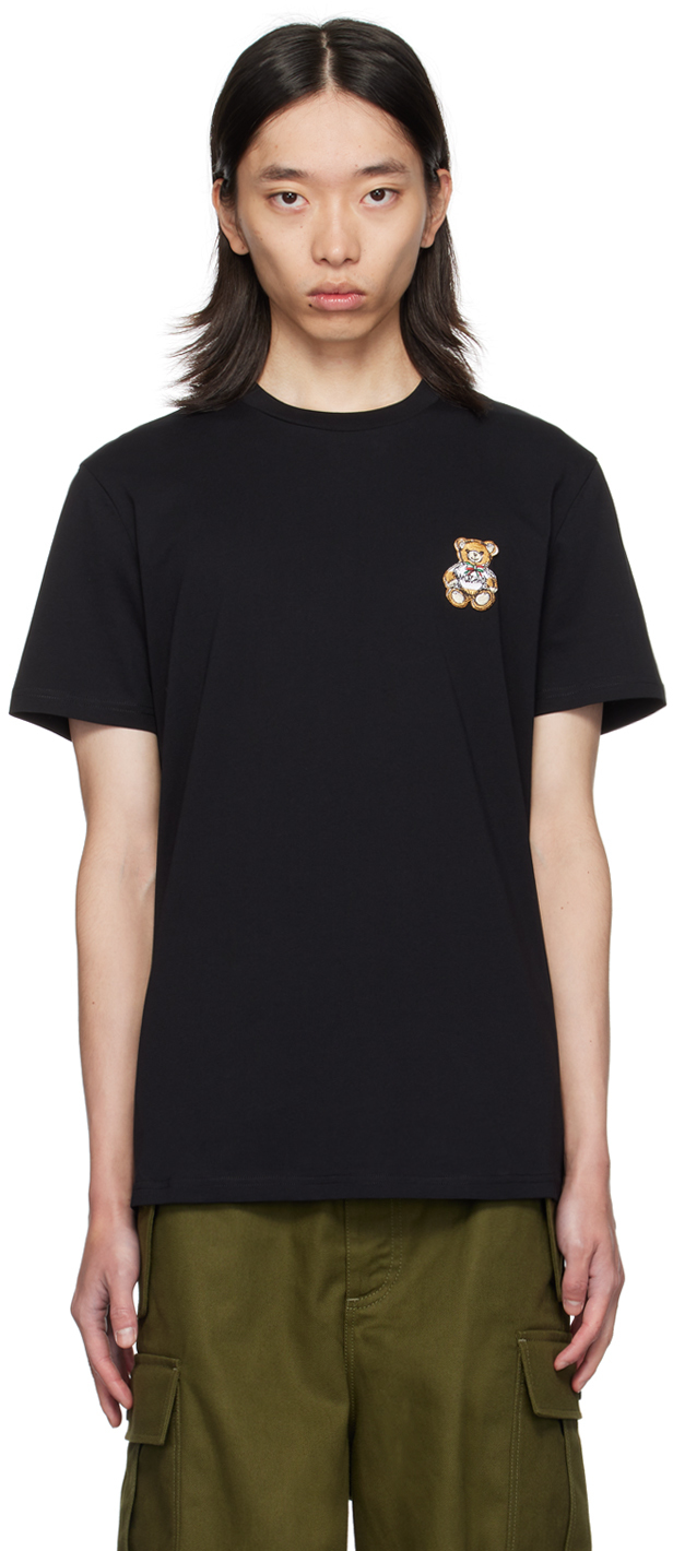 Shop Moschino Black Teddy Patch T-shirt