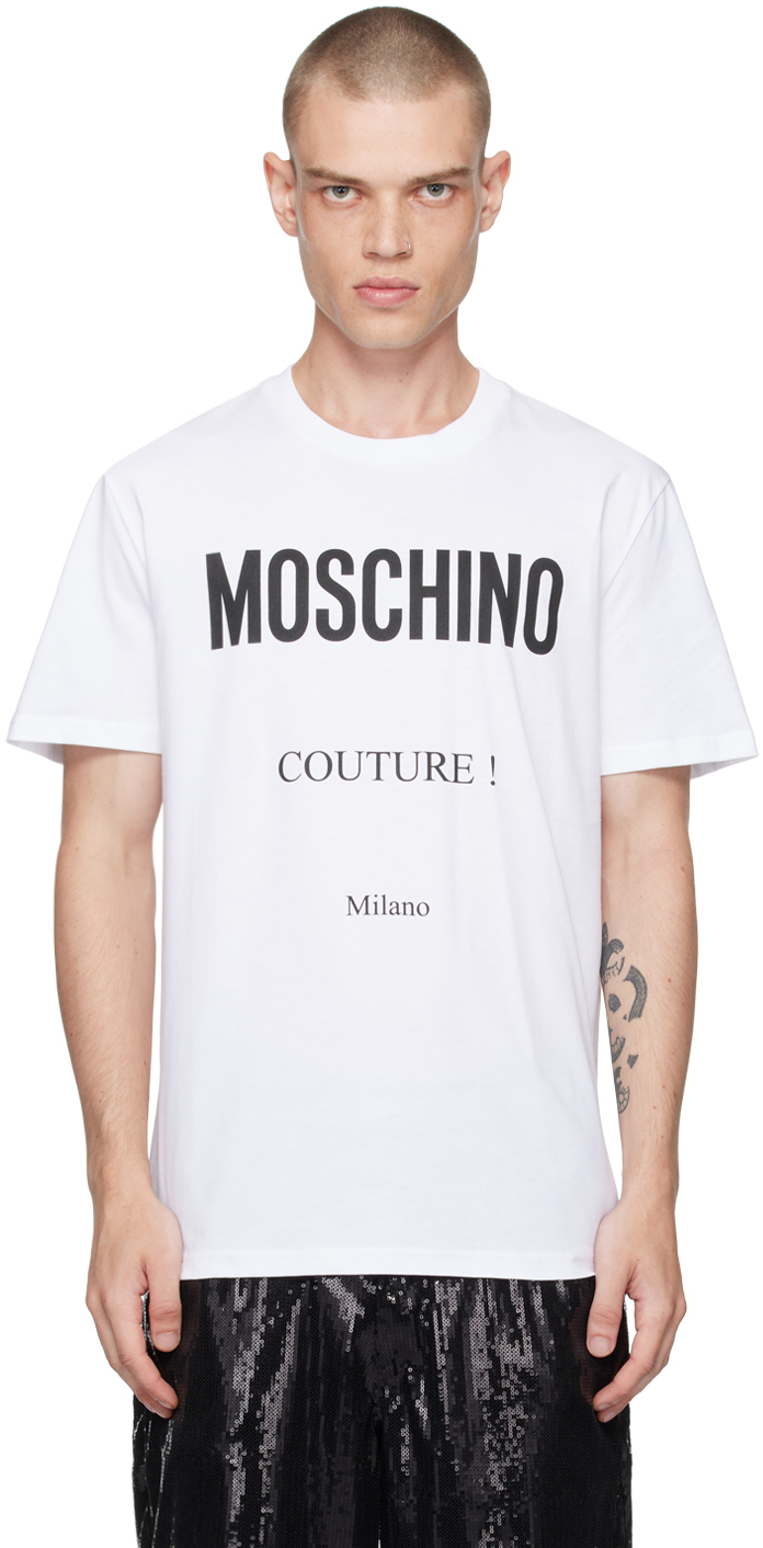 クーポン配布中！】 モスキーノ MOSCHINO Tシャツ メンズ ホワイト クリスマス T-shirts 07010241 White ひくく 関税