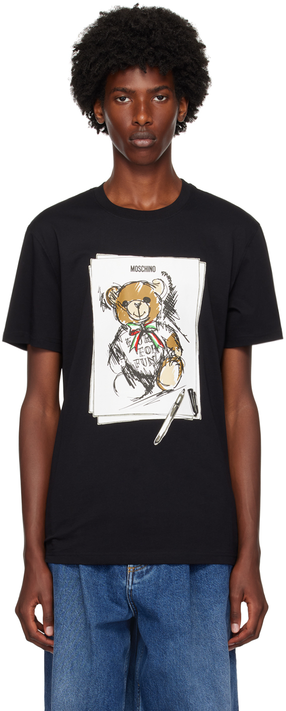 Black Teddy Bear T-Shirt by Moschino on Sale