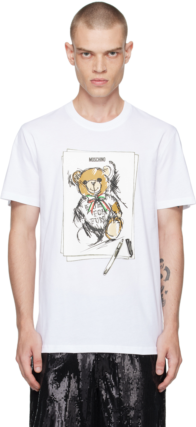 Shop Moschino White Teddy Bear T-shirt In Multi White