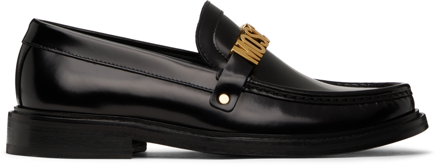 【関税込み】Moschino ブラック Moschino College ローファー MOSCHINO College Leather Loafers Moschino