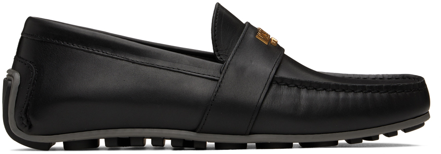 Shop Moschino Black Driver Loafers