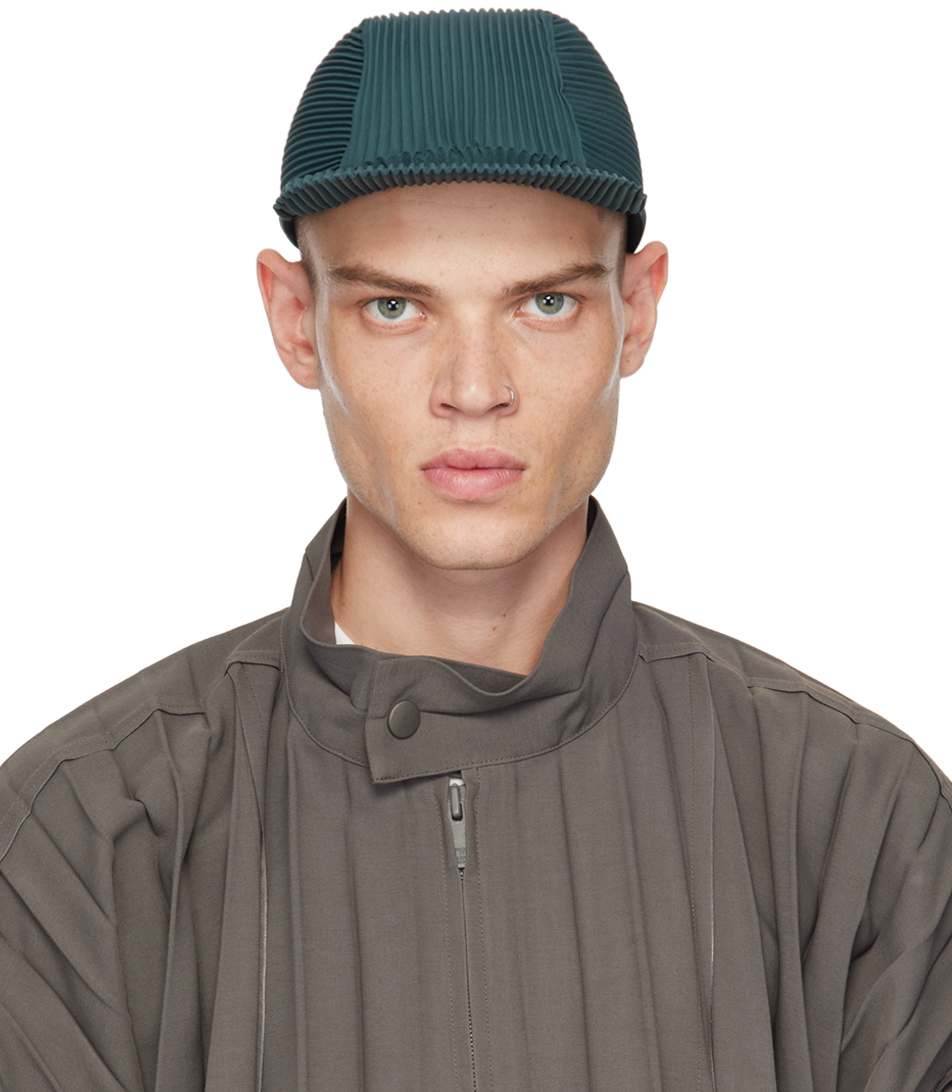 Shop Issey Miyake Green Pleats Cap In 69-dark Green