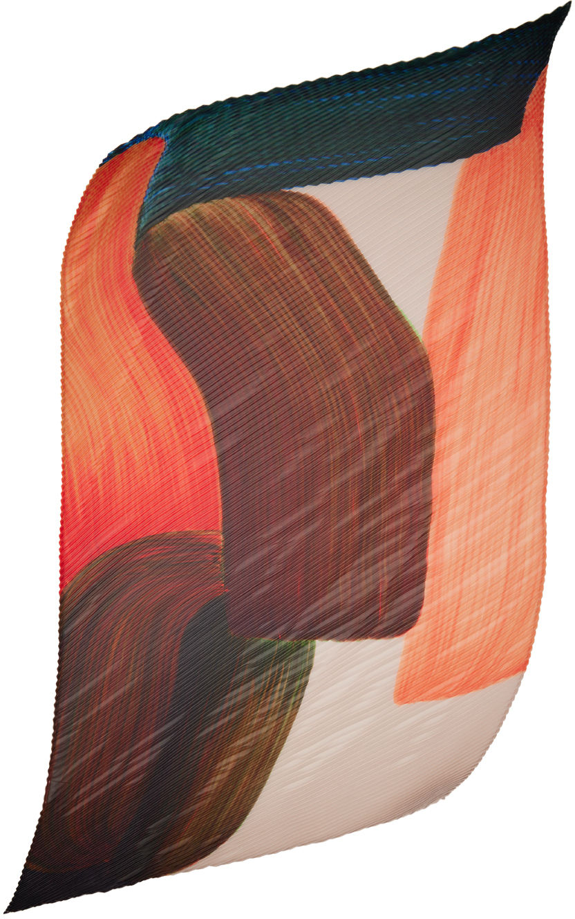 HOMME PLISSÉ ISSEY MIYAKE Brown & Orange Drawing Stole Scarf