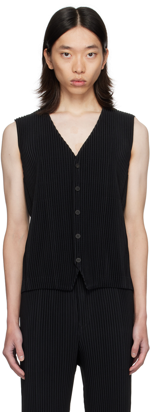 Shop Issey Miyake Black Basics Vest In 15-black