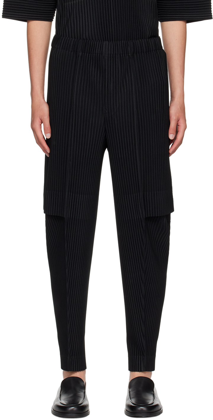 Shop Issey Miyake Black Elasticized Cargo Pants In 15-black