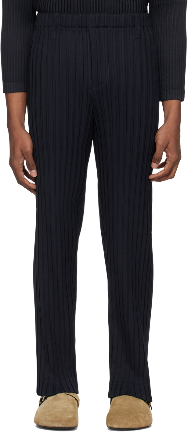 Navy Box Pleats Ensemble Trousers