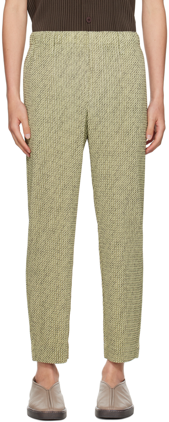 Shop Issey Miyake Green Diagonals Trousers In 62-green