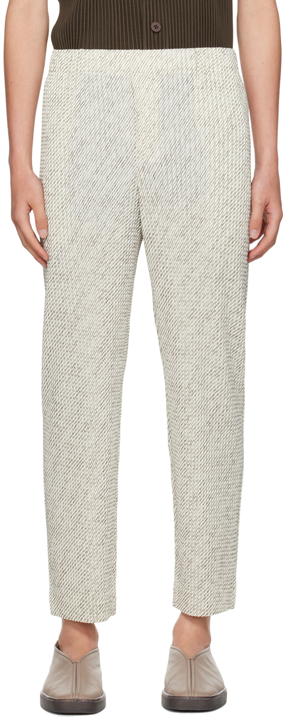 HOMME PLISSÉ ISSEY MIYAKE Off-White Diagonals Trousers