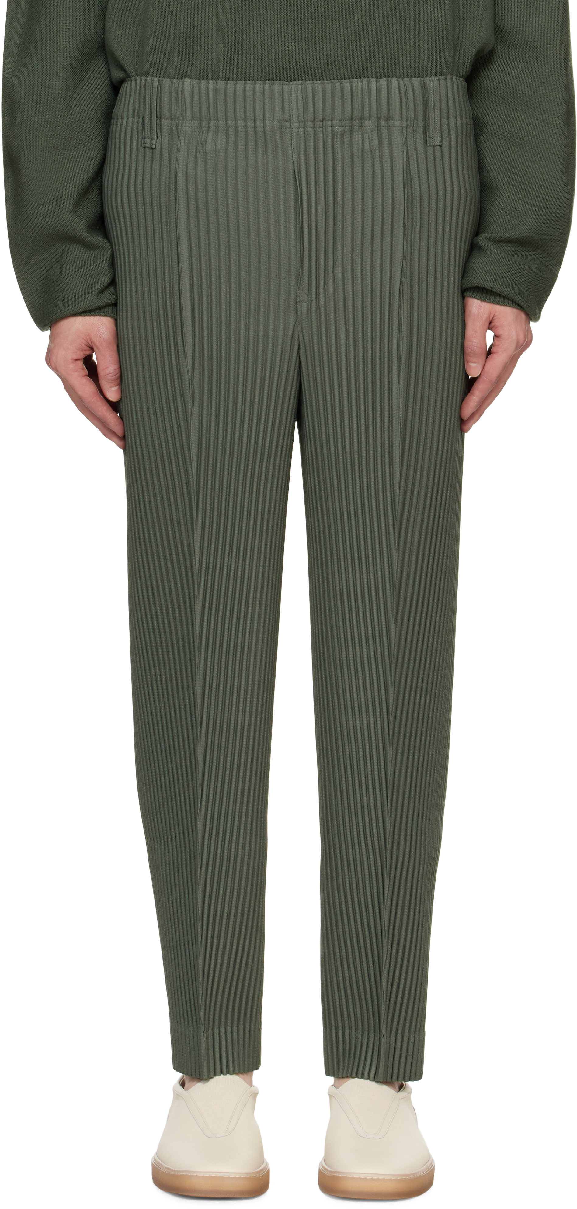 HOMME PLISSÉ ISSEY MIYAKE: Khaki Compleat Trousers | SSENSE