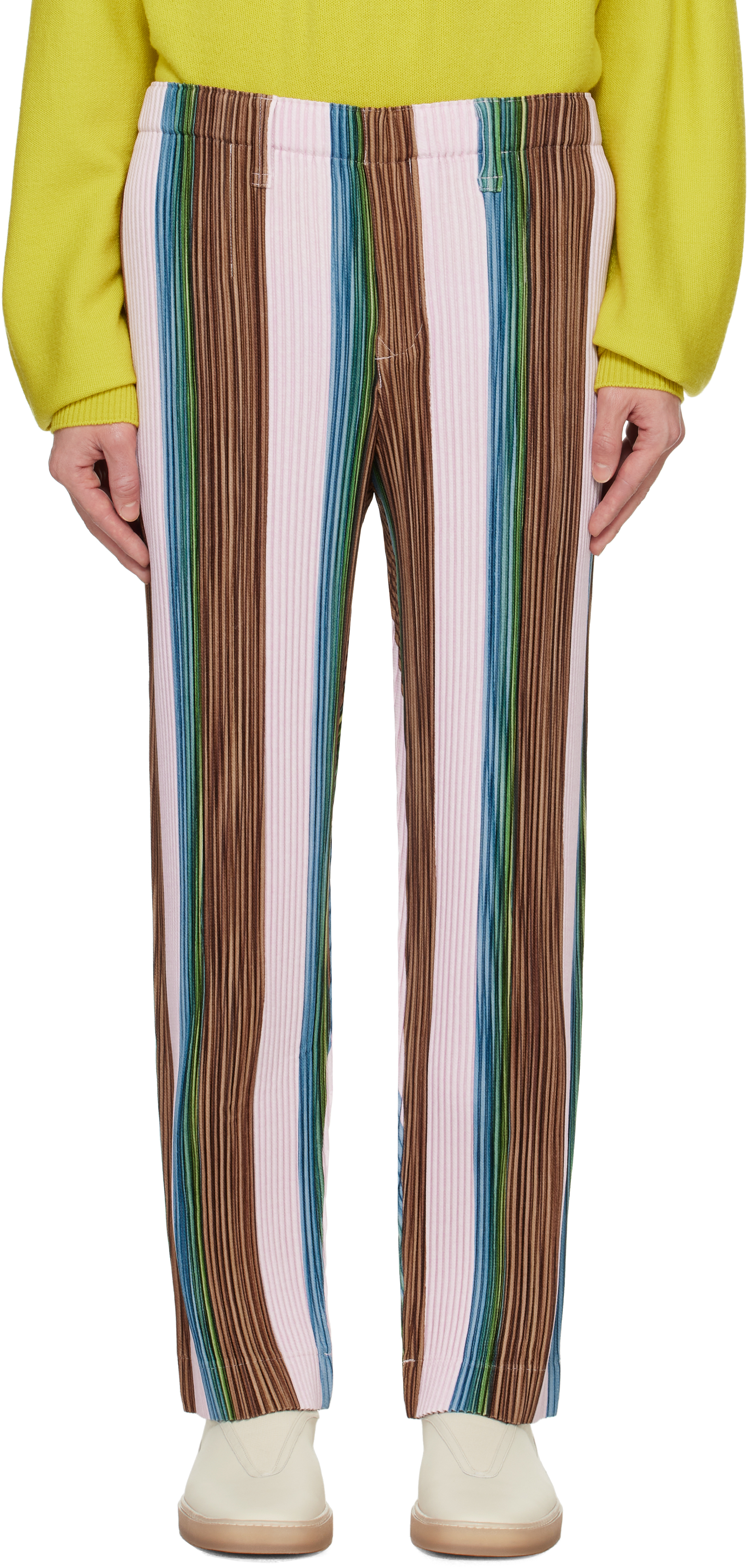 80s issey miyake men mulch tuck slacks③ Unfold Pleated Trousers in Soil Brown – SVRN