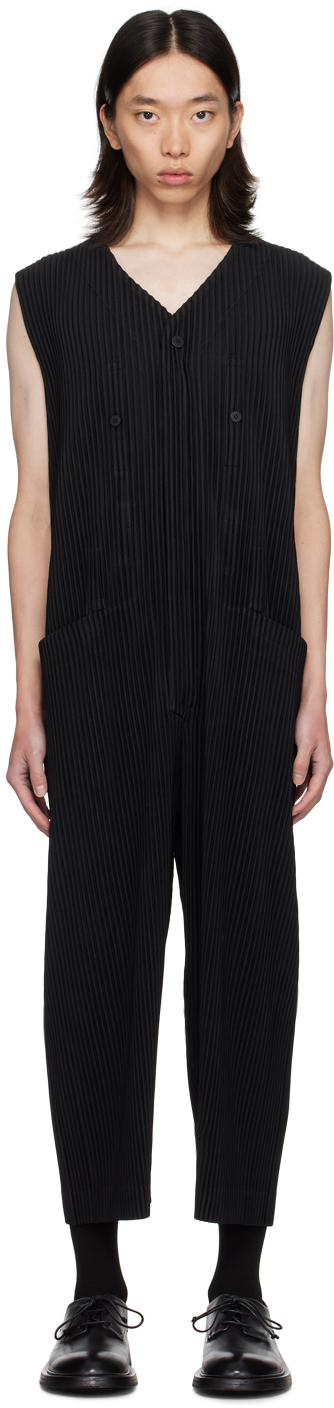 Black Pleats Bottoms 1 Jumpsuit by HOMME PLISSÉ ISSEY MIYAKE on Sale