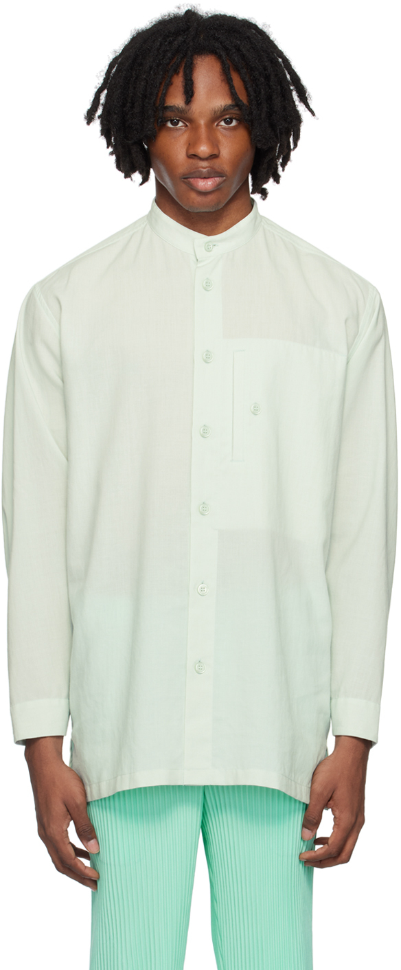 Shop Issey Miyake Green Pocket Shirt In 60-green Hued