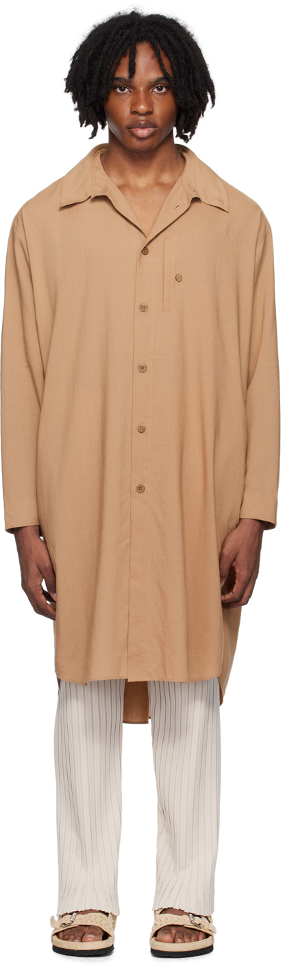 Shop Issey Miyake Tan Pocket Shirt In 44-brown