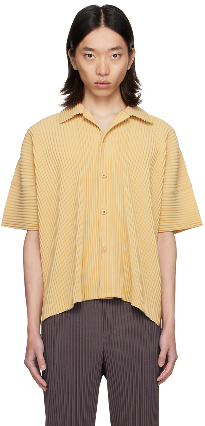 Shop Issey Miyake Yellow Monthly Color July Shirt In 42-vanilla Beige