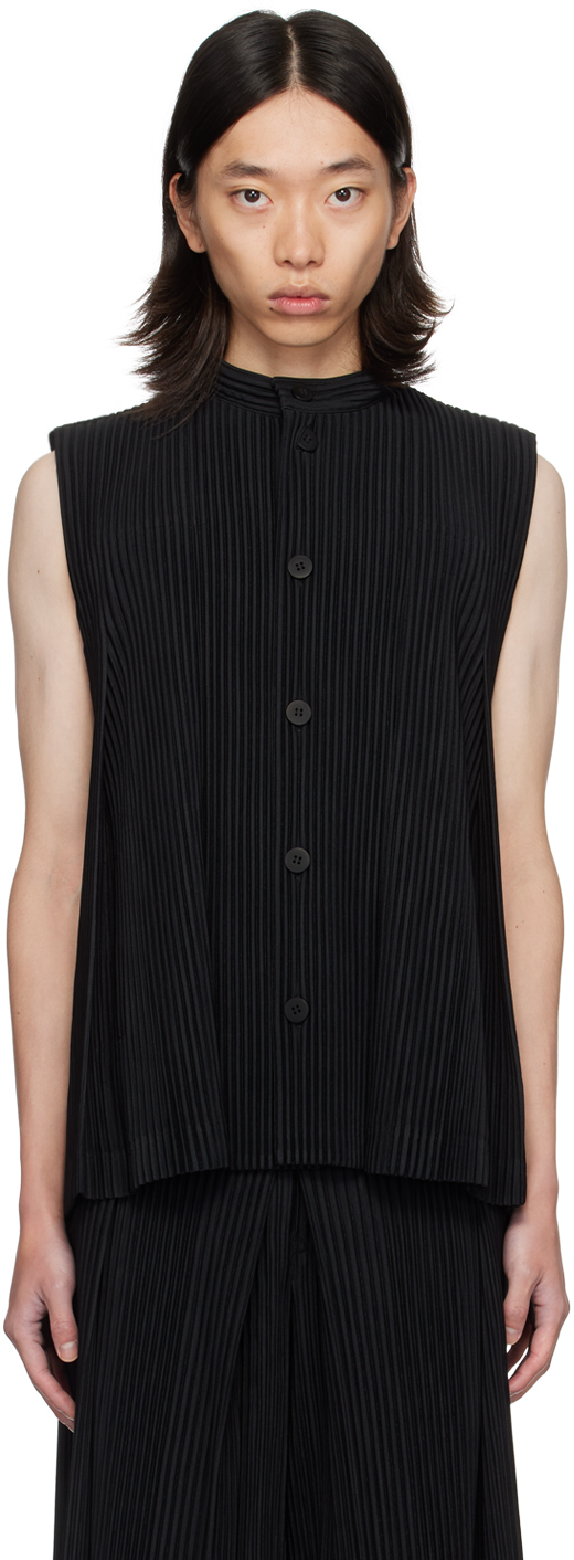 Shop Issey Miyake Black Tucked Vest In 15-black