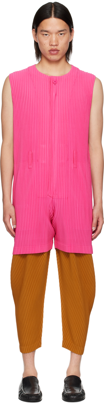 Homme Plissé Issey Miyake Pink Colorful Pleats Jumpsuit