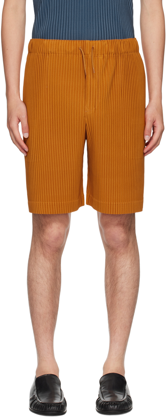 HOMME PLISSÉ ISSEY MIYAKE: Orange Colorful Pleats Shorts | SSENSE