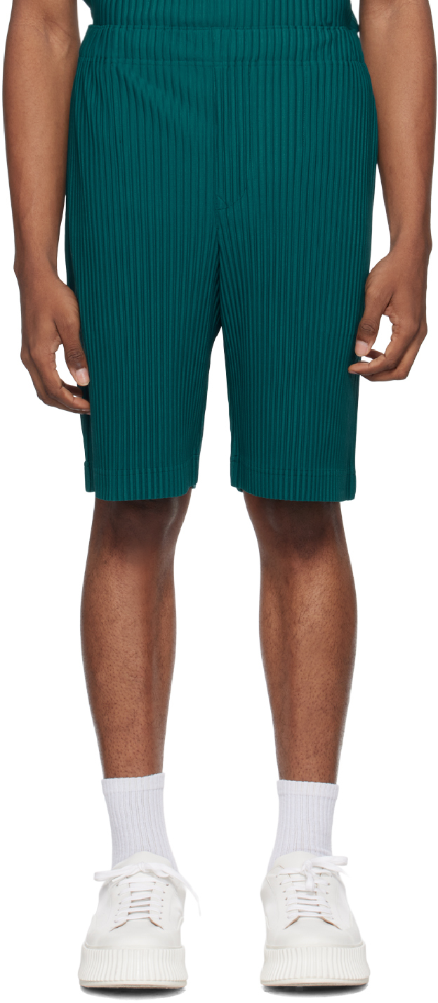 Shop Issey Miyake Green Monthly Color May Shorts In 63-teal Green