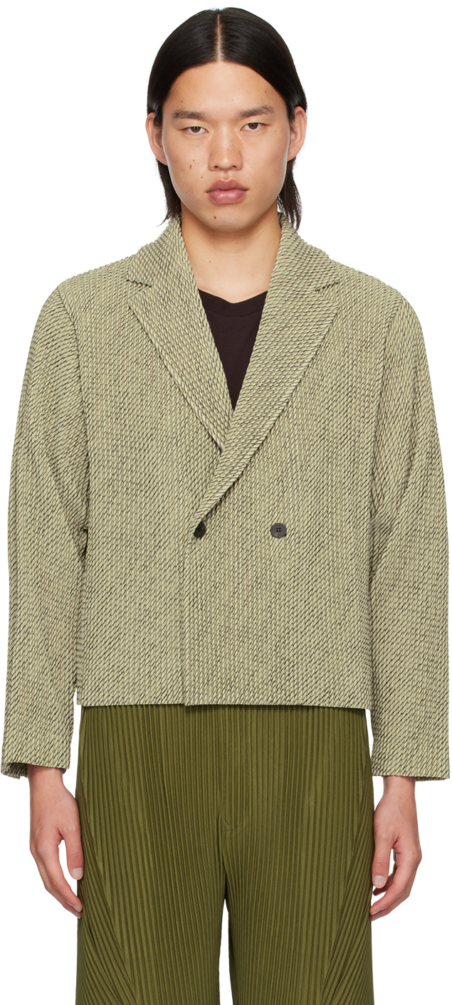 Manteau Kimono Issey Miyake Homme - Vert Amande Plissé - Taille Unique - Neuf Sans étiquettes