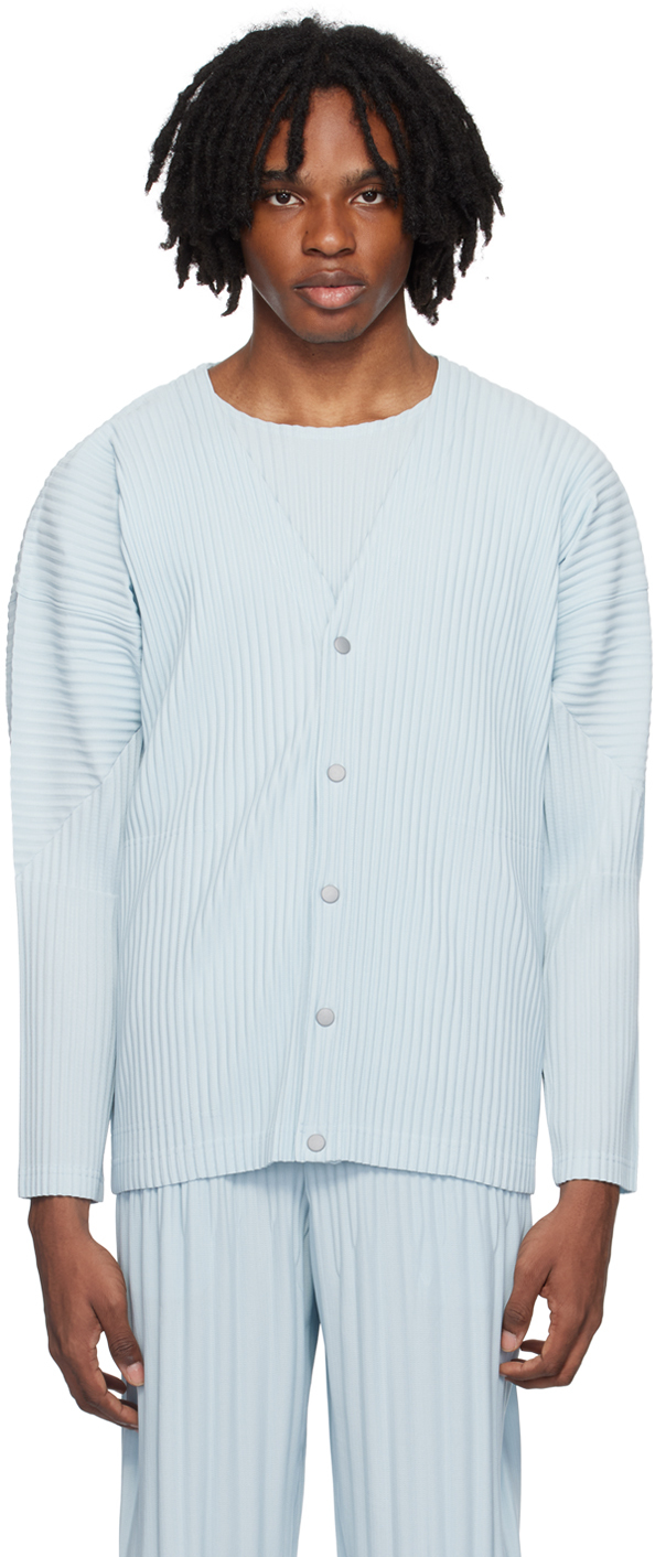Blue Color Pleats Cardigan by HOMME PLISSÉ ISSEY MIYAKE on Sale Blue Color Pleats Cardigan by HOMME PLISSÉ ISSEY MIYAKE on Sale