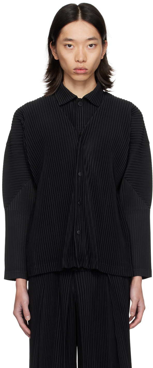 Shop Issey Miyake Black Basics Cardigan In 15-black