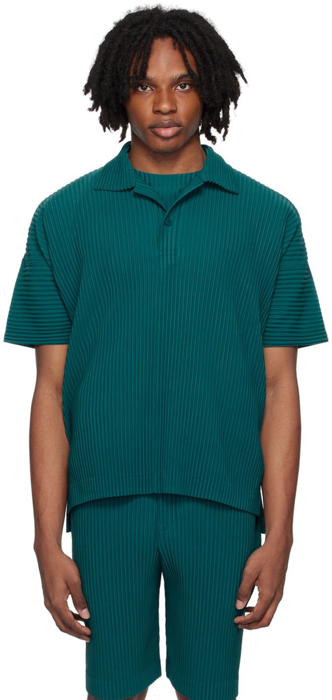 Shop Issey Miyake Green Monthly Color May Polo In 63-teal Green