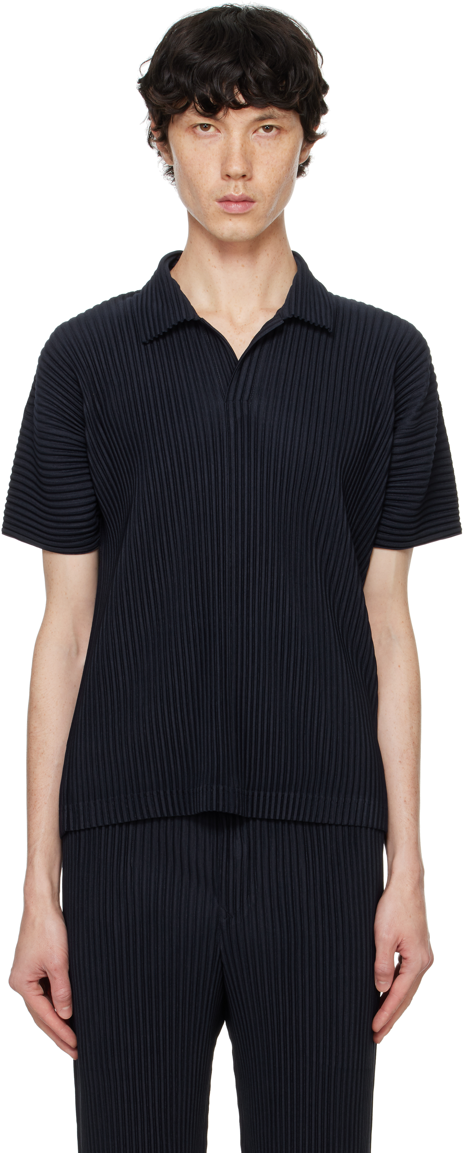 ISSEY MIYAKE NAVY BASICS POLO 