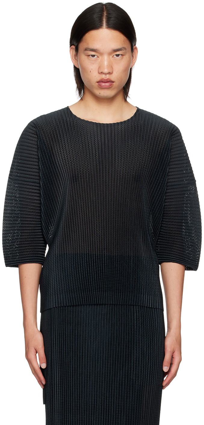 Black Light Mesh T-Shirt by HOMME PLISSÉ ISSEY MIYAKE on Sale