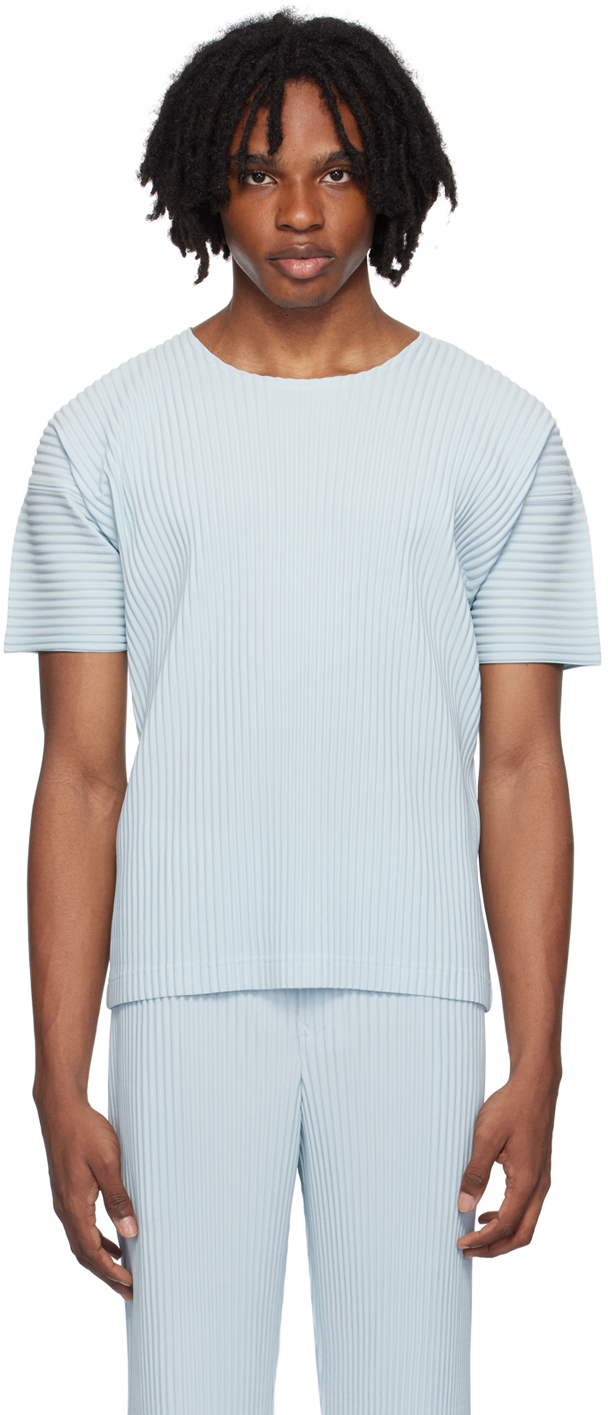 Shop Issey Miyake Blue Color Pleats T-shirt In 71-light Blue
