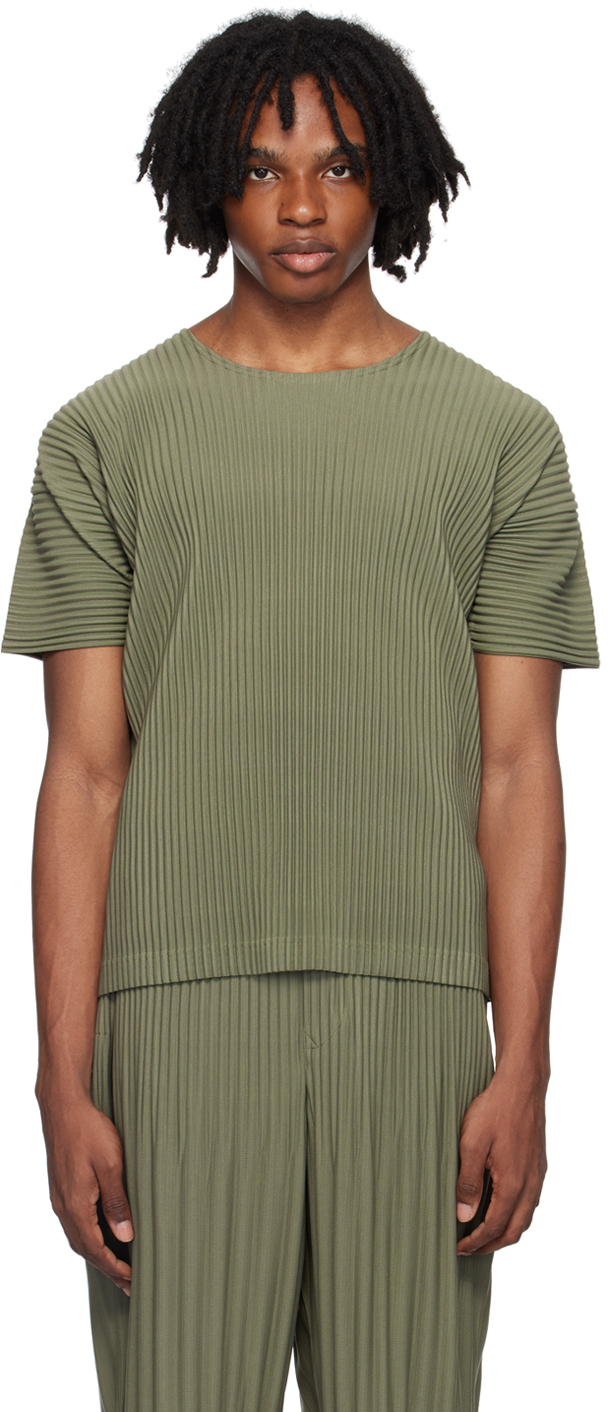 Shop Issey Miyake Green Color Pleats T-shirt In 64-sage Green