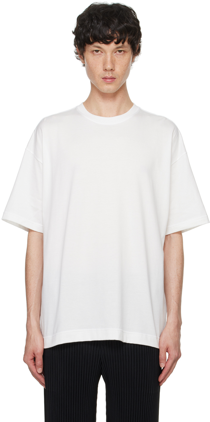 White RB T-Shirt by HOMME PLISSÉ ISSEY MIYAKE on Sale