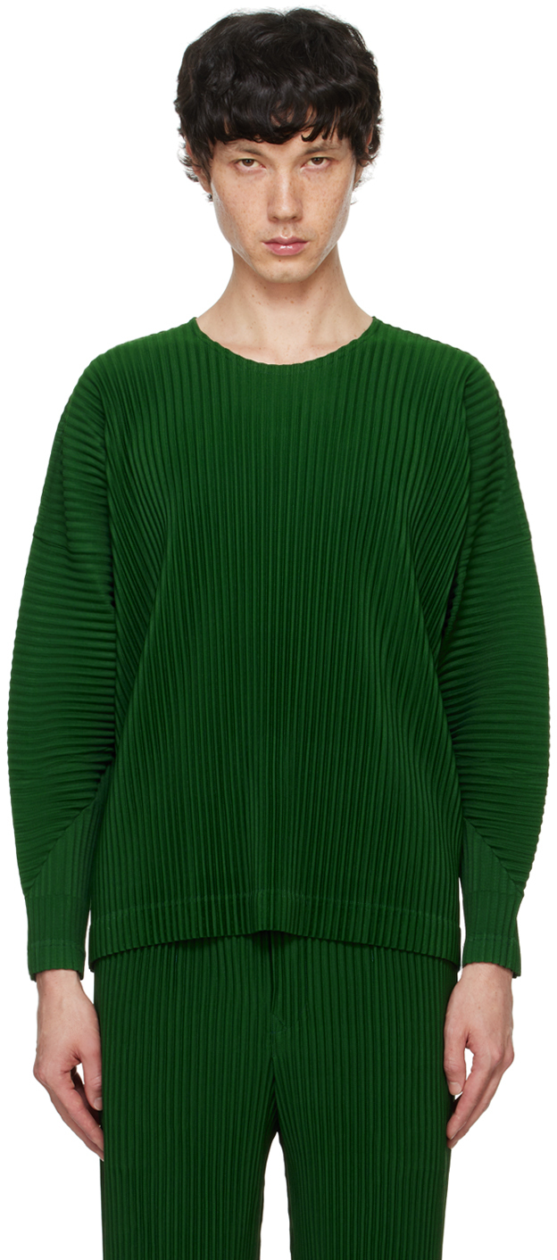 HOMME PLISSÉ ISSEY MIYAKE Green Monthly Color August Long Sleeve T-Shirt