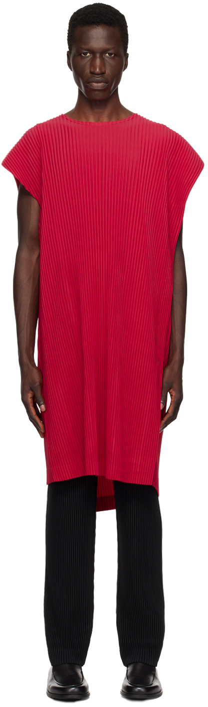 Shop Issey Miyake Red Rectangle Tank Top In 26-cherry Red