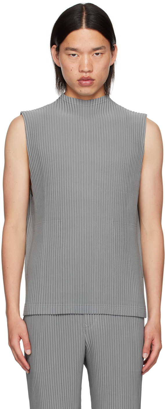 Shop Issey Miyake Gray Monthly Color May Tank Top In 17-warm Gray