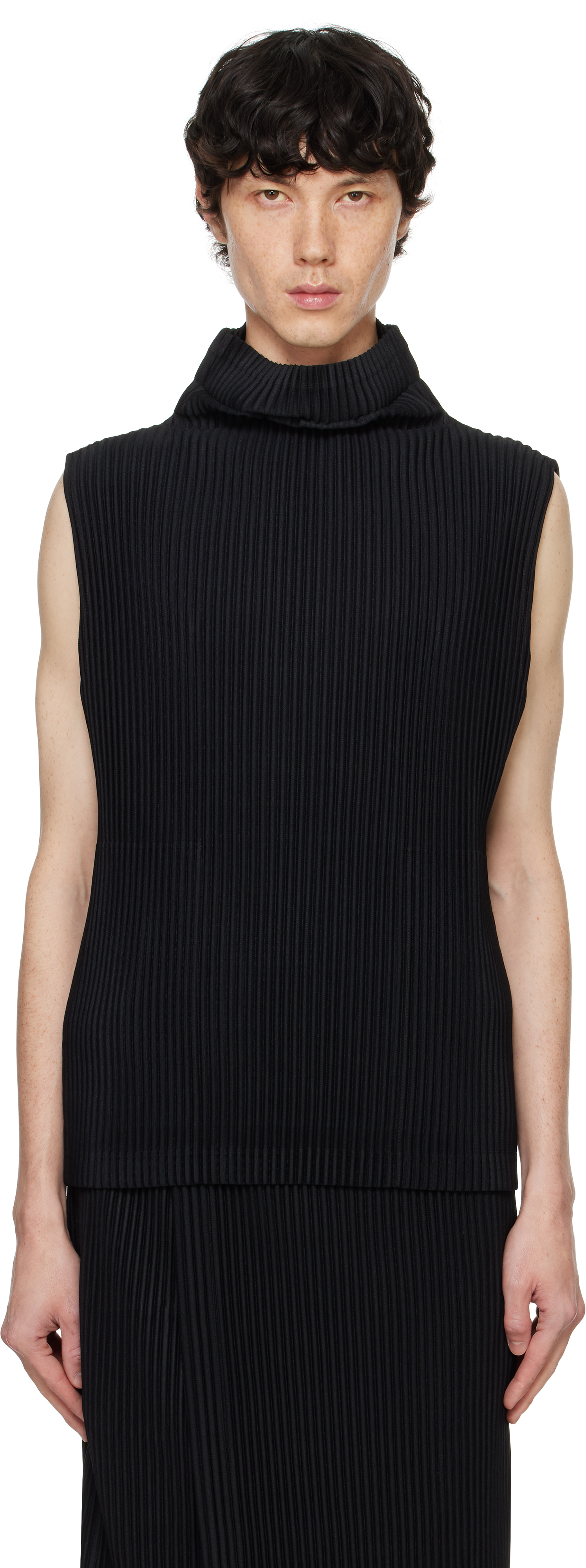 ISSEY MIYAKE BLACK MONTHLY COLOR OCTOBER TANK TOP 