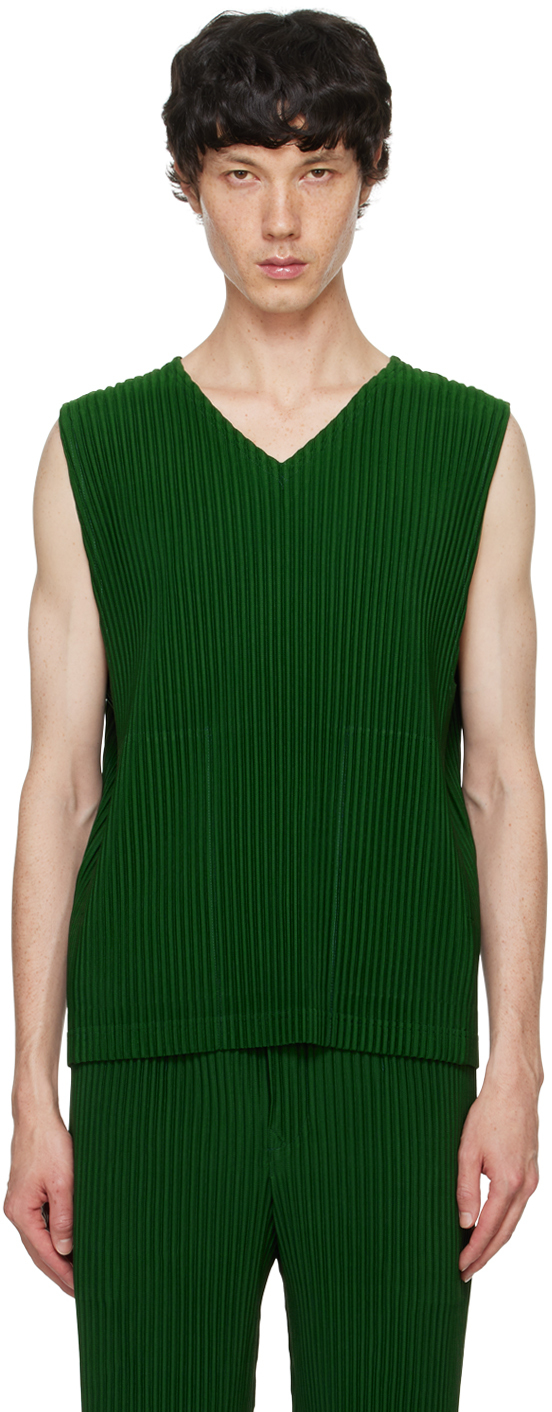 Shop Issey Miyake Green Monthly Color August Vest In 64-seaweed Green