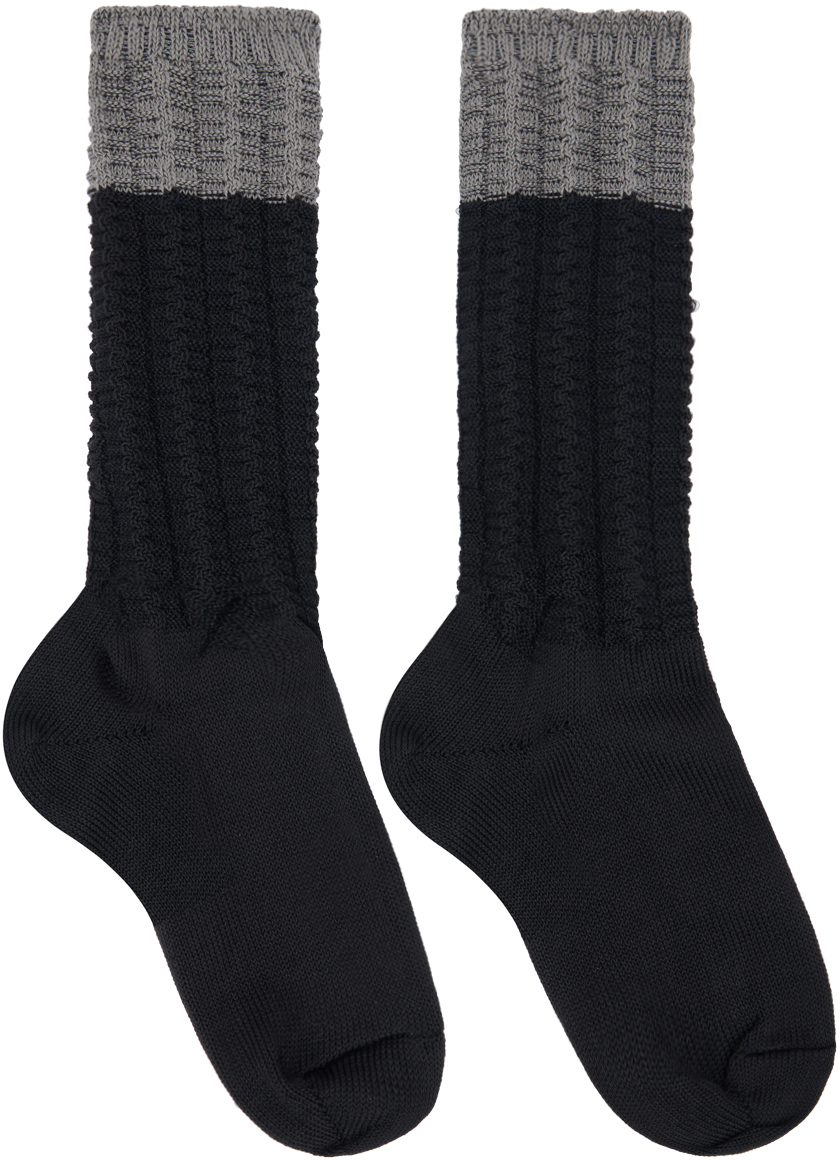 HOMME PLISSÉ ISSEY MIYAKE Black & Gray Churros Socks