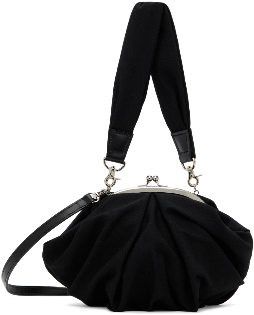 Black Tuck Clasp Pochette Bag