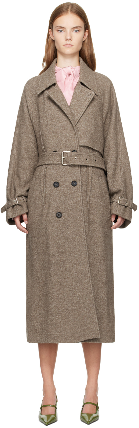 UMBER POSTPAST Beige Wool Felted Trench Coat