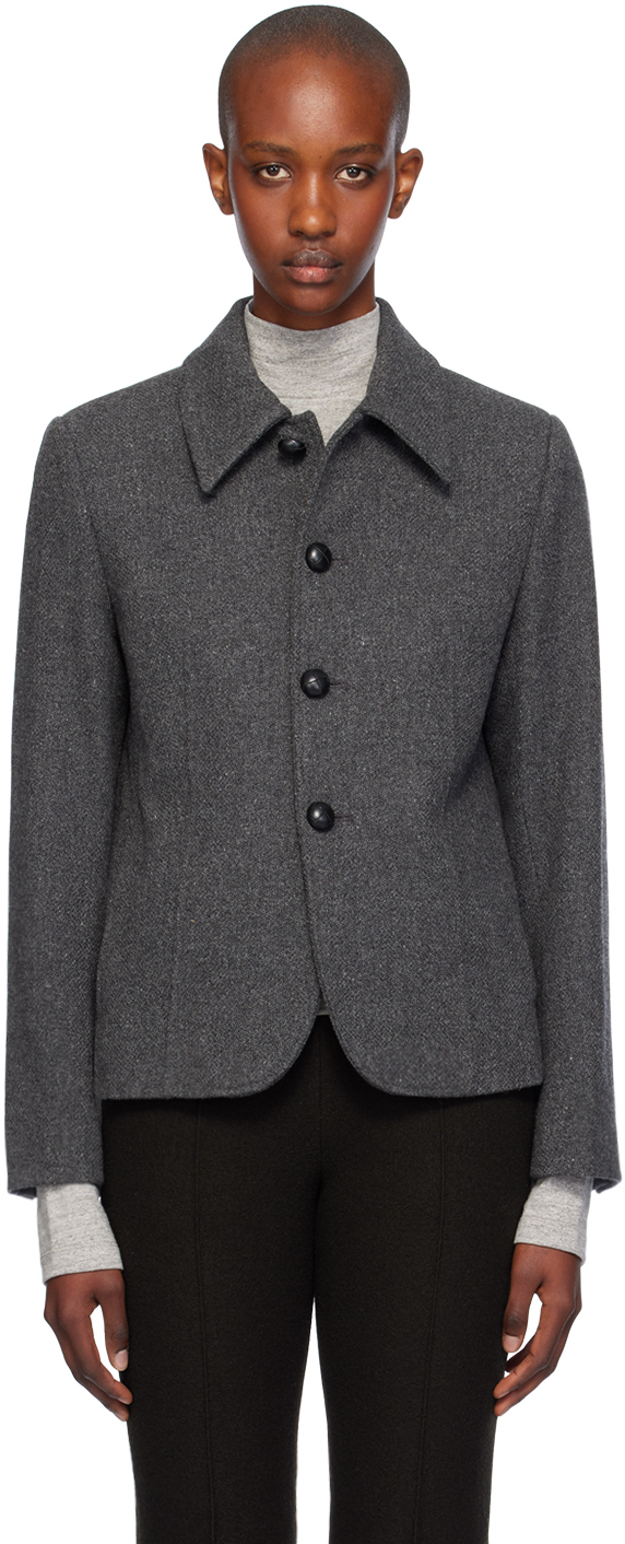 Shop Umber Postpast Gray Wool Four-button Jacket In Grey