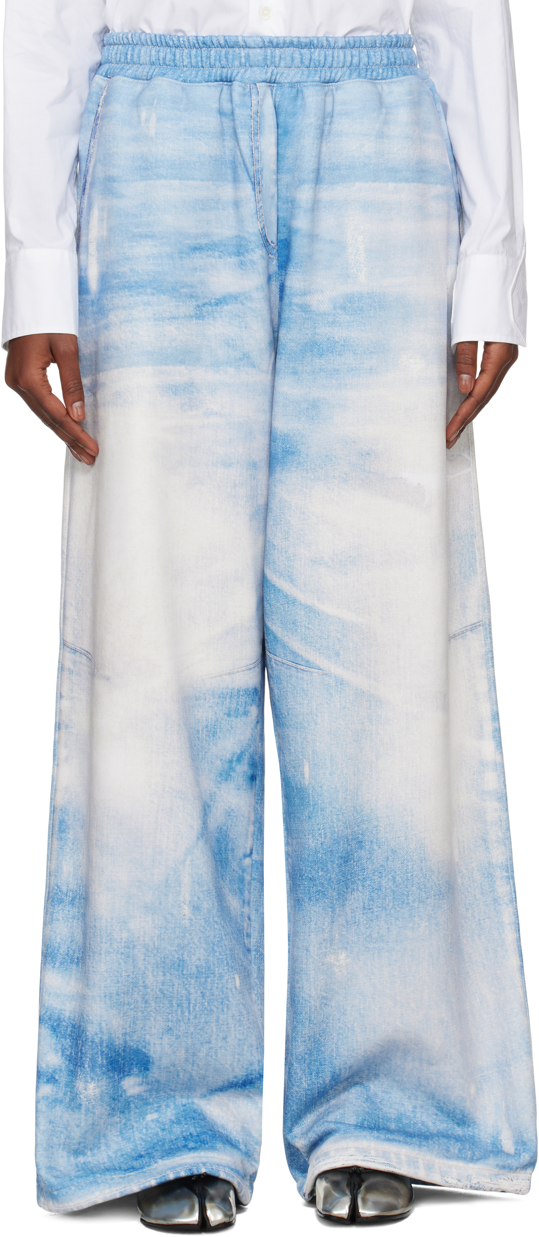 OPEN YY BLUE JEAN EFFECT WIDE LOUNGE PANTS 