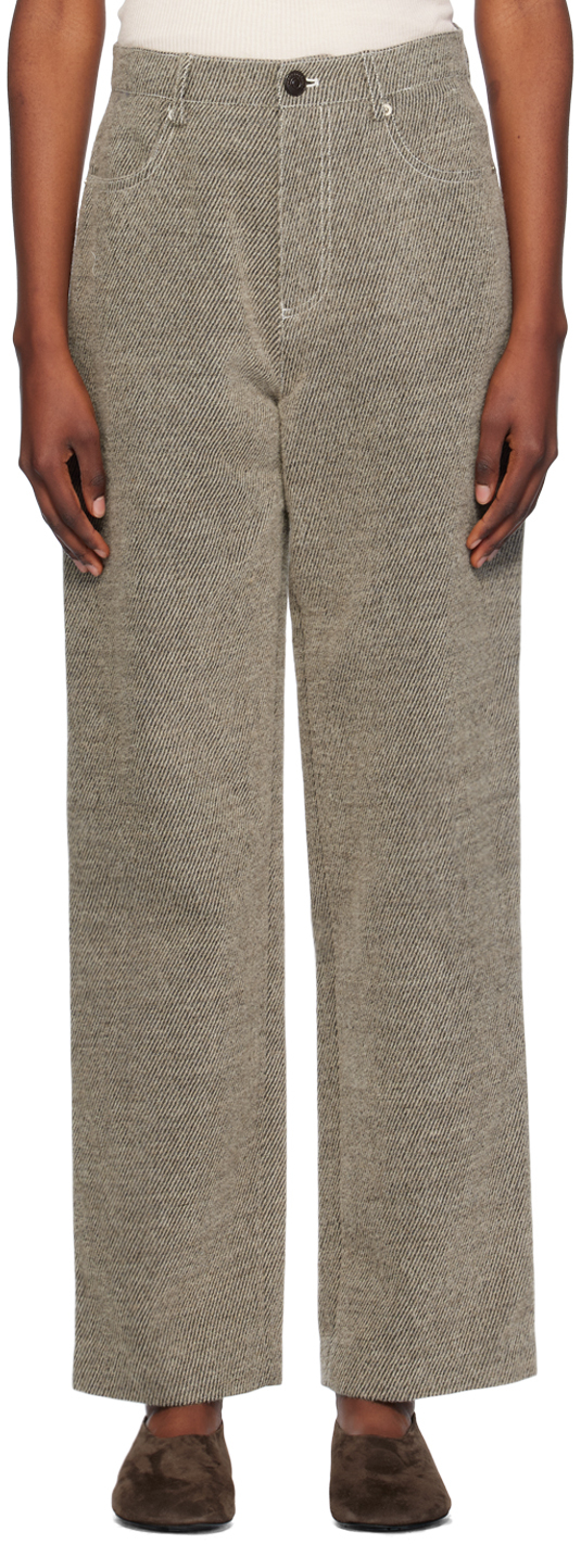 Brown Recycled Hairy Wool Trousers