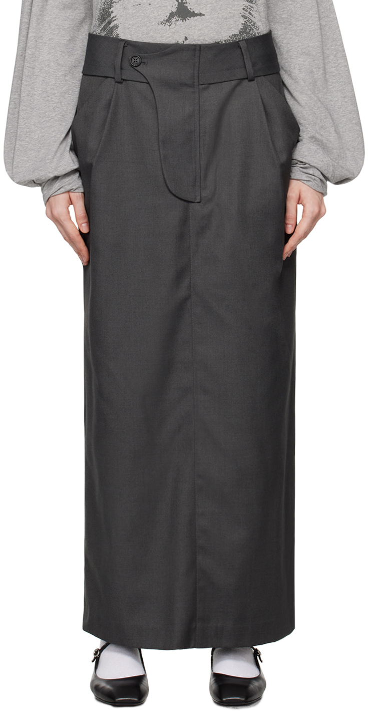 Gray Fly Out Maxi Skirt